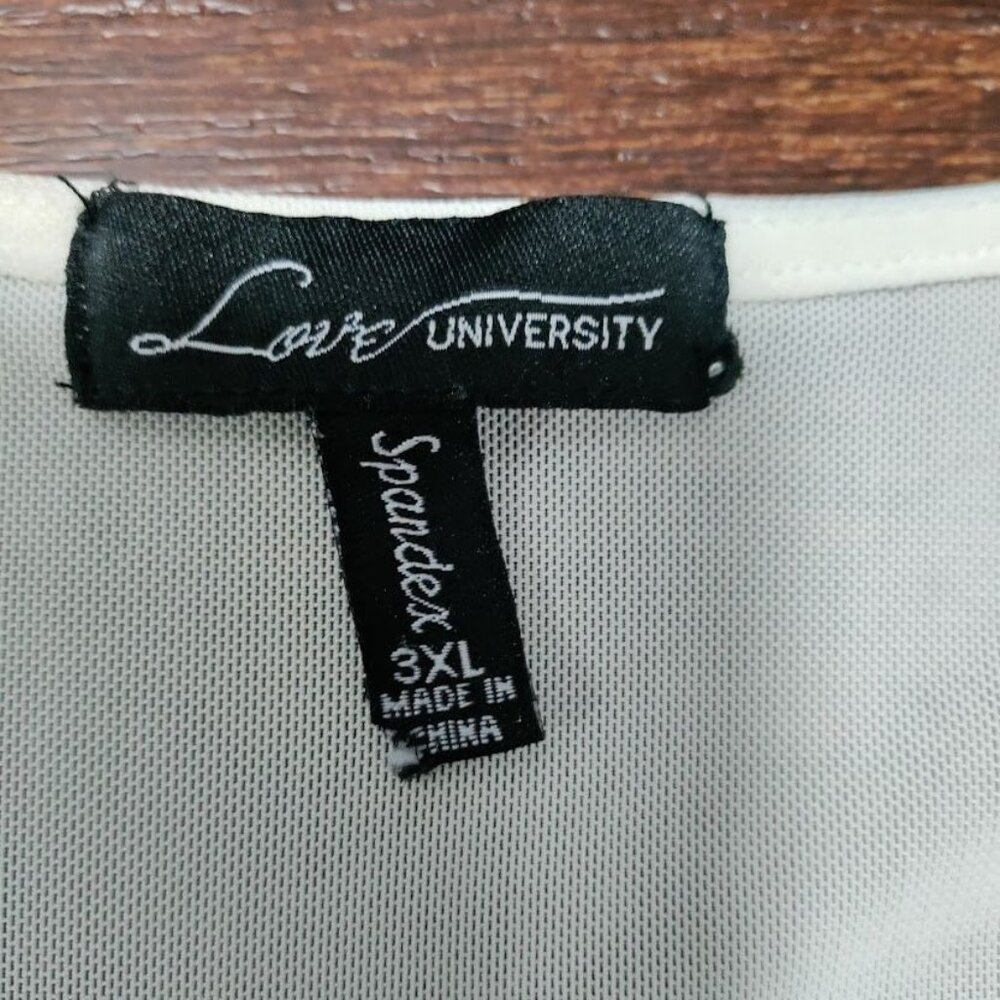 Love University Women's White Sheer Zipper Front High Low Long Sleeve Blouse 3XL - Picture 5 of 9